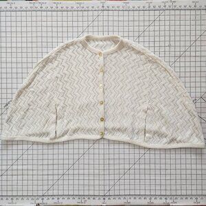 Vintage Arista Knitwear Orlon Acrylic 60s 70s Ivory Chevron Cropped Cape O/S